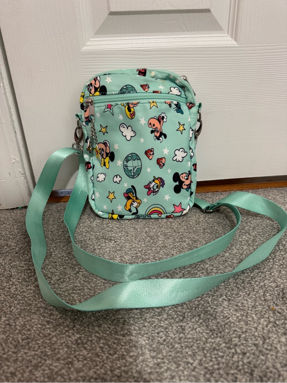 Disney Mickey Mouse Friends Light Blue Character Print Crossbody Bag